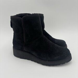 UGG Kristin Black Suede Wedge Boots Women's 5.5 Shearling Fur Lined Cozy Winter